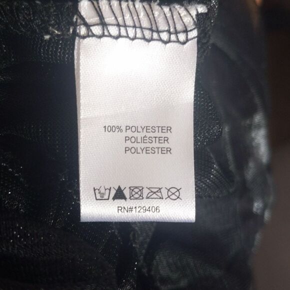 VENUS black sheer polyester maxi dress swim cover up, v-neck, elastic waist Smal - Picture 5 of 7